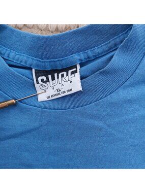 Vintage Single Stitch T-sihrt XL Boxy Surf Gear Blue Pocket 50/50 1990's